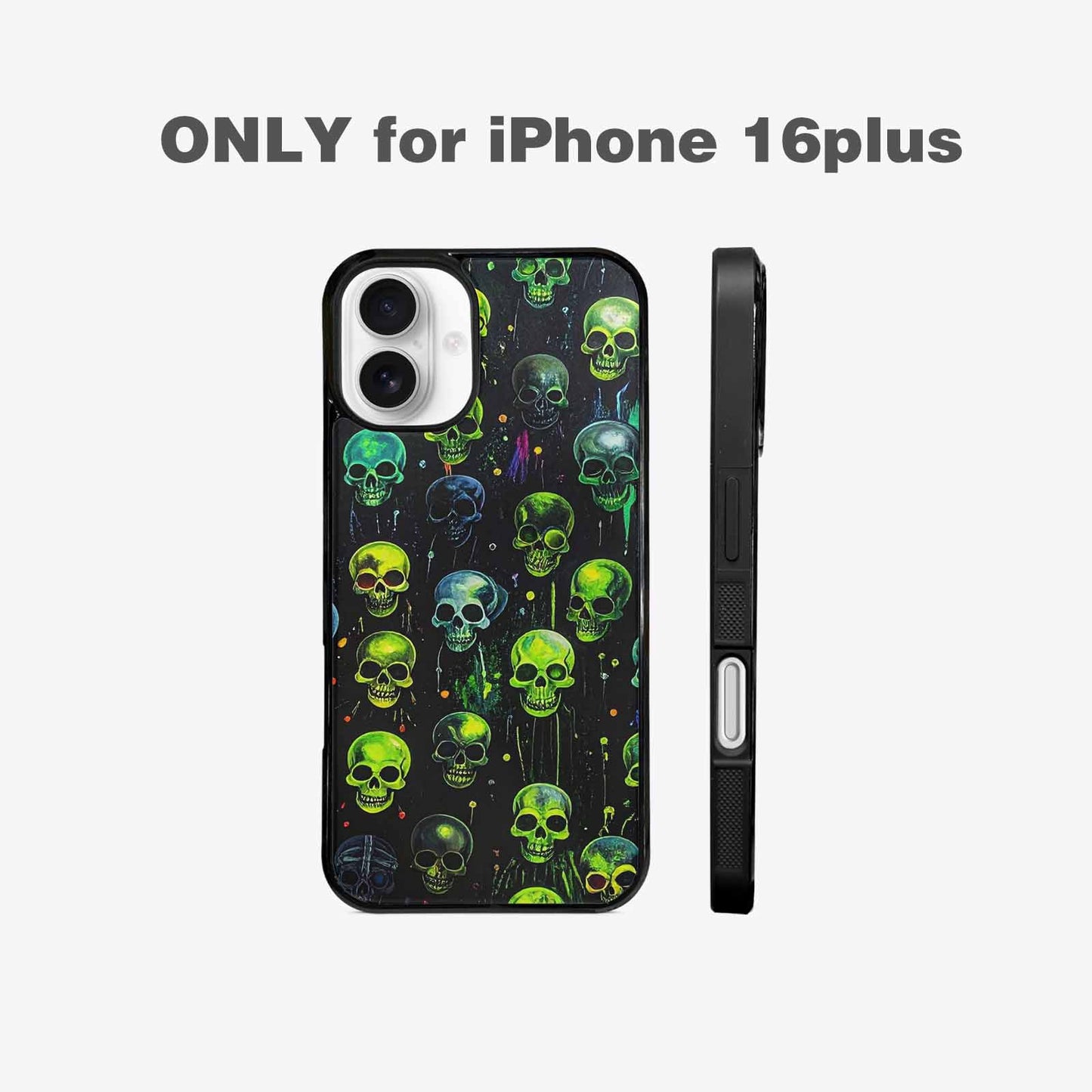 iPhone 16 Plus Case — Skeletons Neon Green Glowskele Egb, Unique Phone Case Design