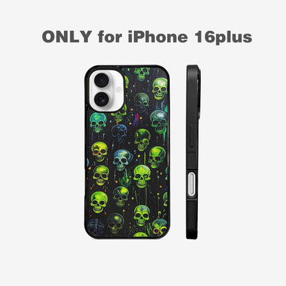 iPhone 16 Plus Case — Skeletons Neon Green Glowskele Egb, Unique Phone Case Design
