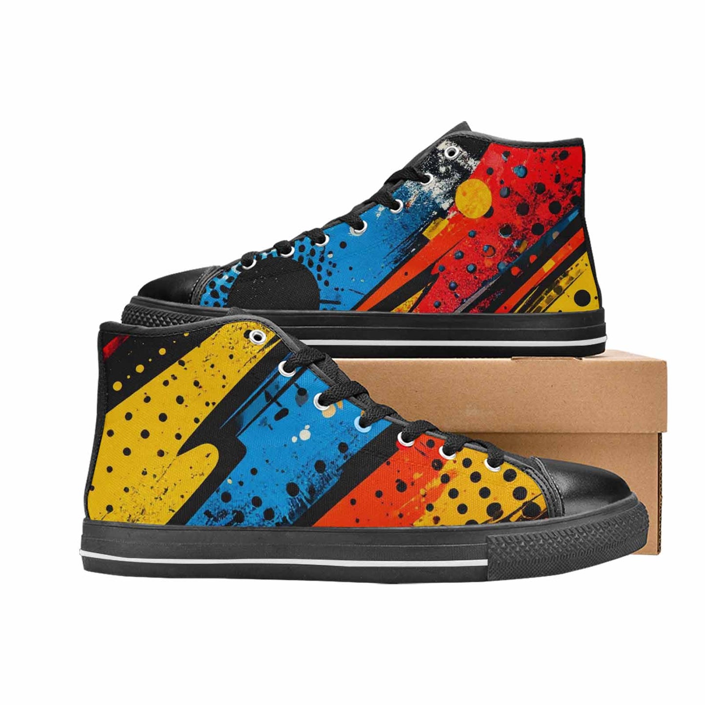 MEN'S Comic Book Halftone High Top Canvas Neon Fantasy Sneakers