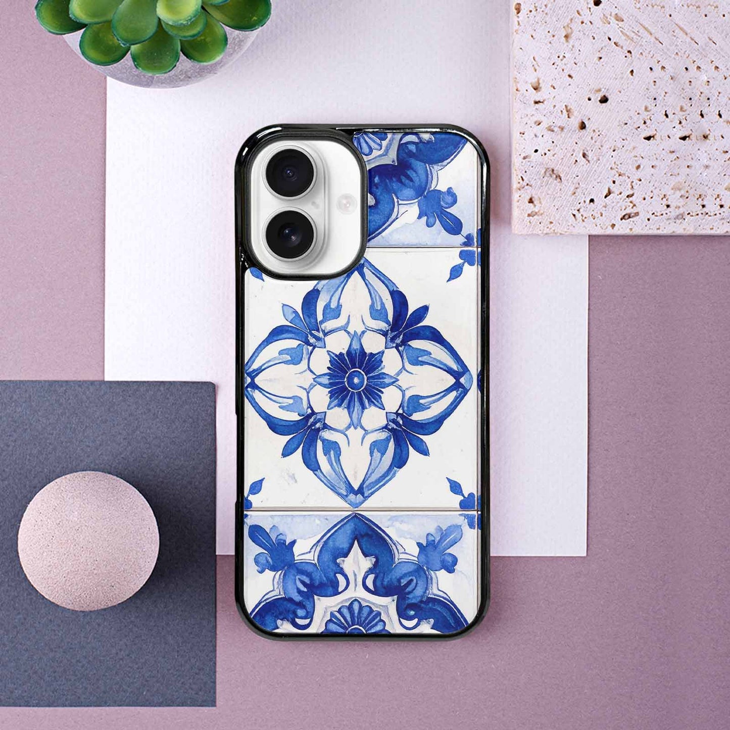 iPhone 16 Case — Mexican Talavera Tile Pattern Floral Geometric, Unique Phone Case Design
