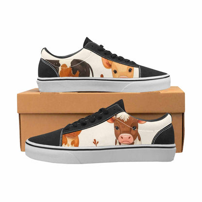 MEN'S Cow Animal Print Canvas Lace-Up Wallpaper Art Custom Shoes