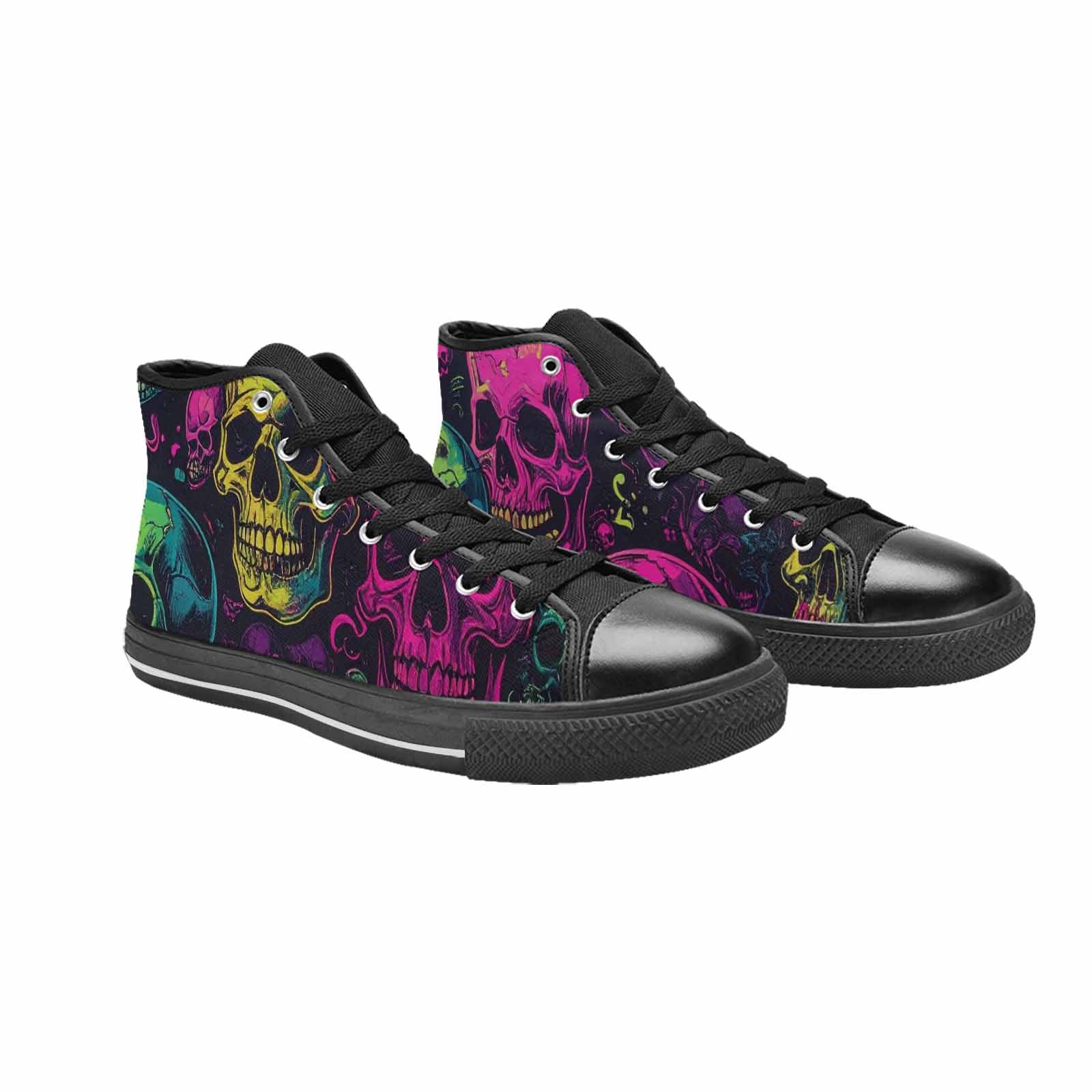 WOMEN'S Skulls - Neon High Top Canvas Dark Academia Custom Shoes