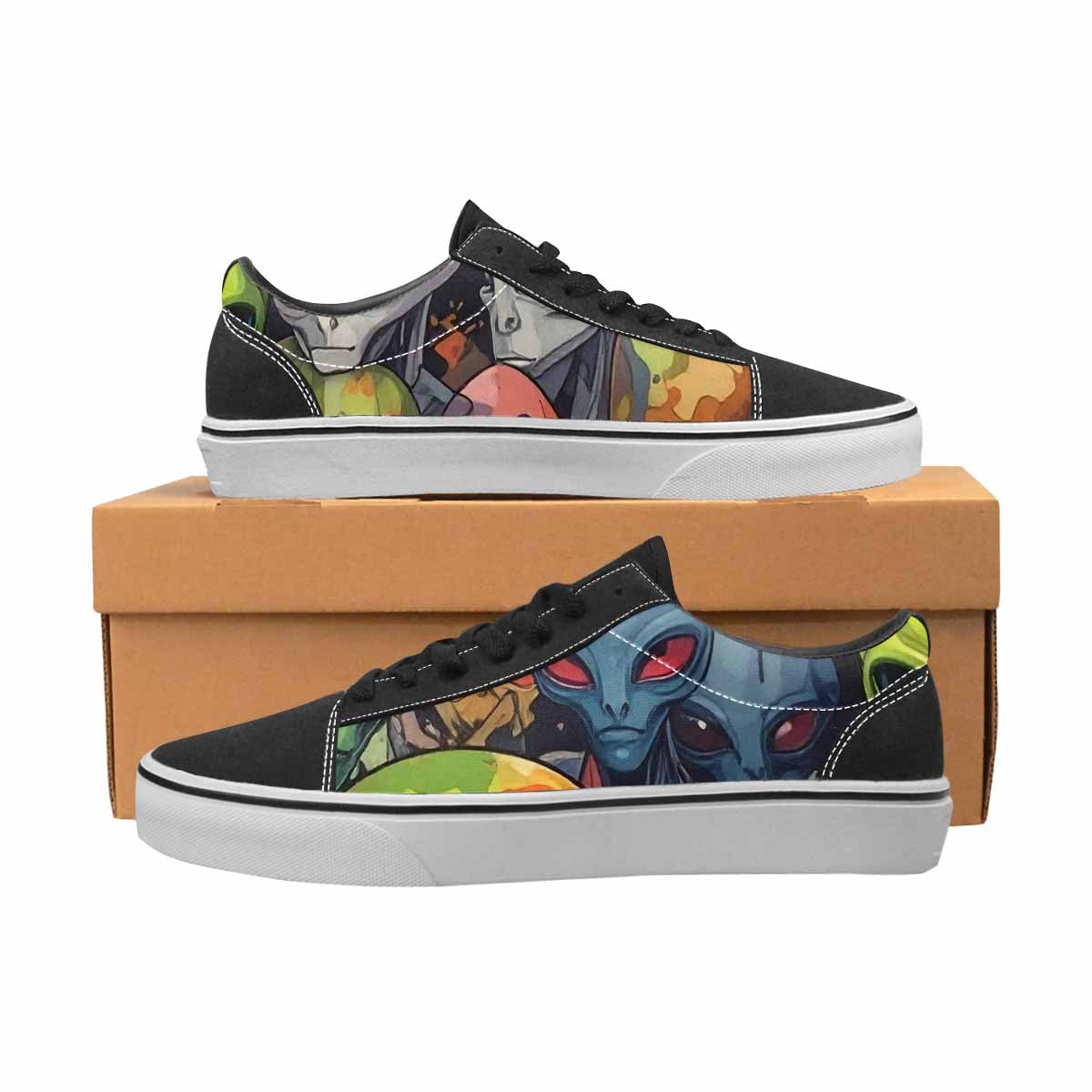 WOMEN'S Aliens × Camo Aliens Lace-Up Canvas Dreamlike Custom Shoes