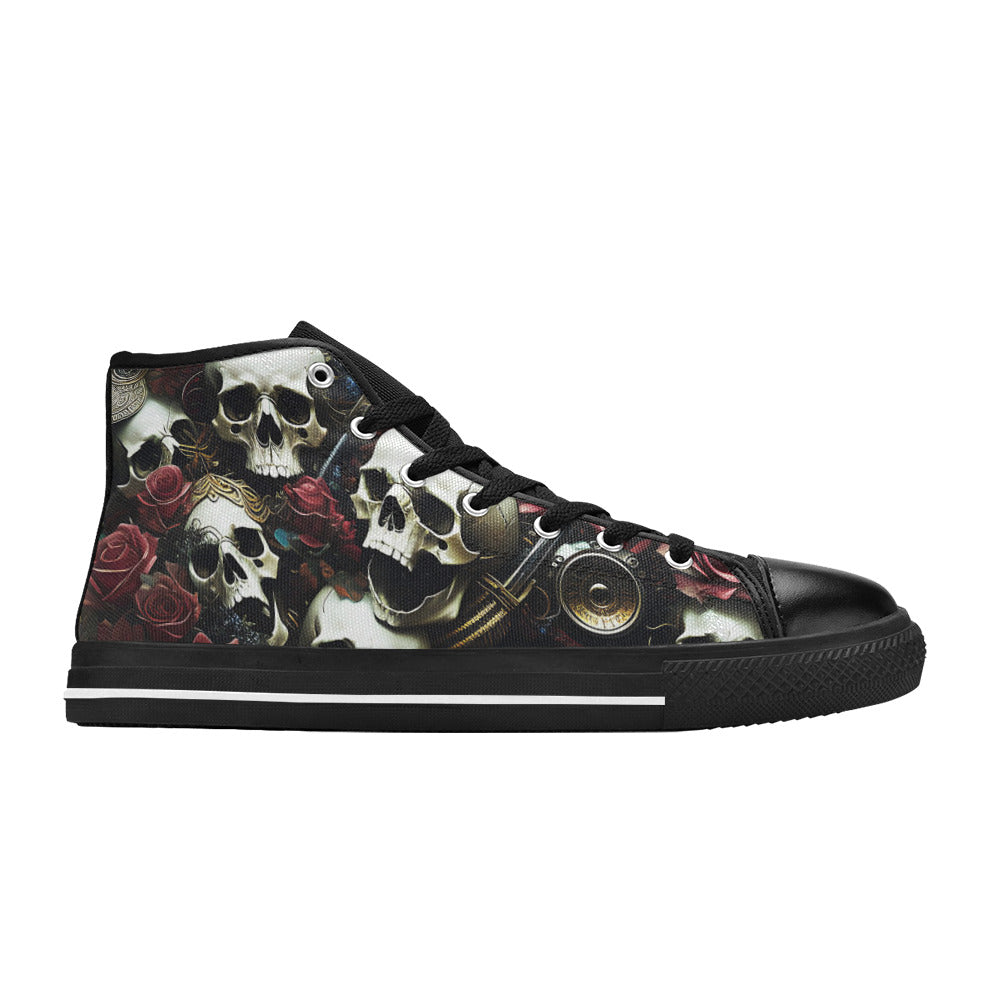 WOMEN'S Rose Skulls Dark 4 High Top Canvas Y2K Sneakers