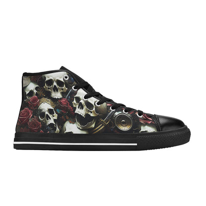 WOMEN'S Rose Skulls Dark 4 High Top Canvas Y2K Sneakers
