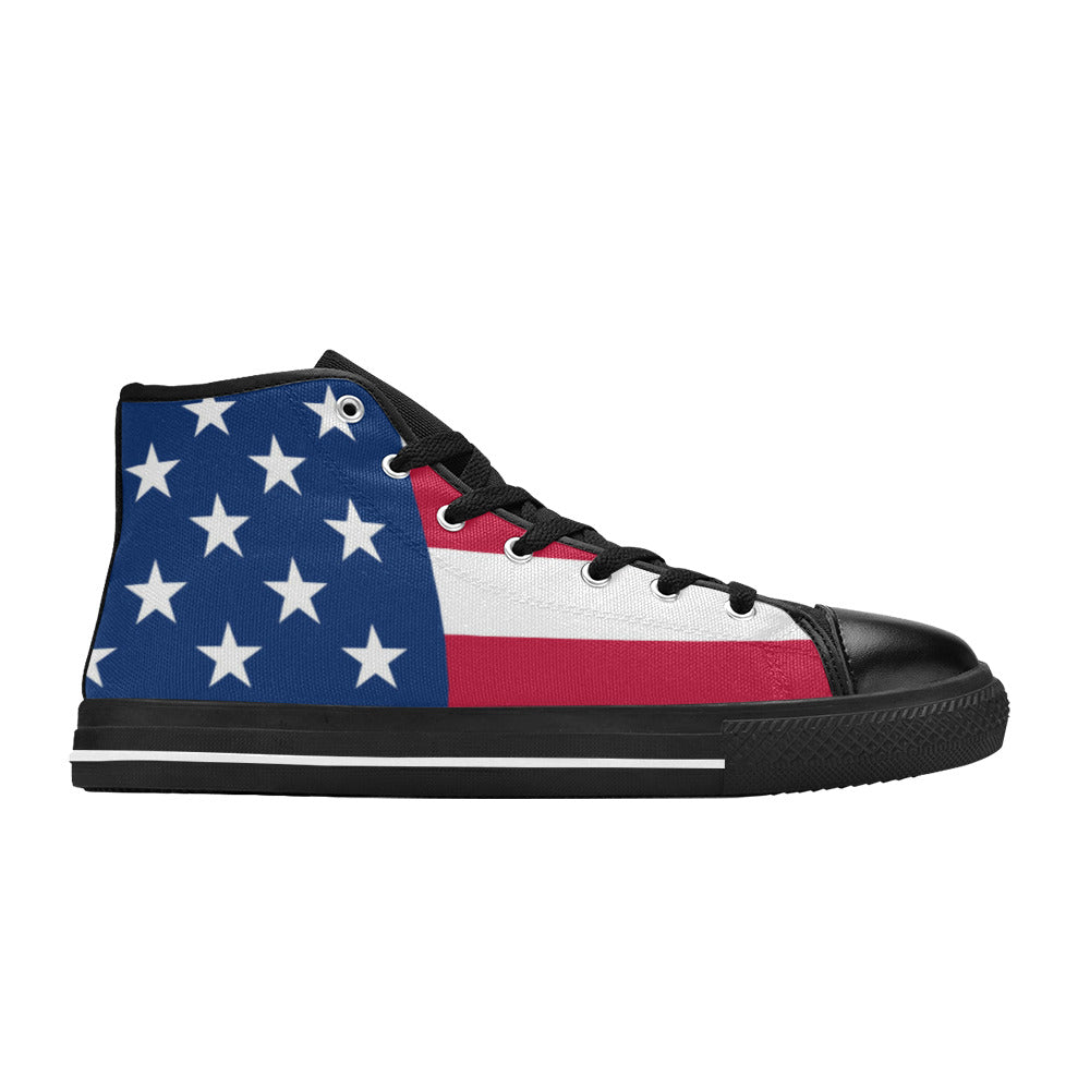 MEN'S Patriotic Shoes Flag Print High Top Canvas Aesthetic Sneakers