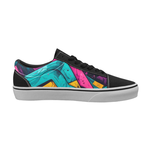 WOMEN'S Neon Squiggle Memphis Custom Low Top Skateboarding Vivid Custom Shoes