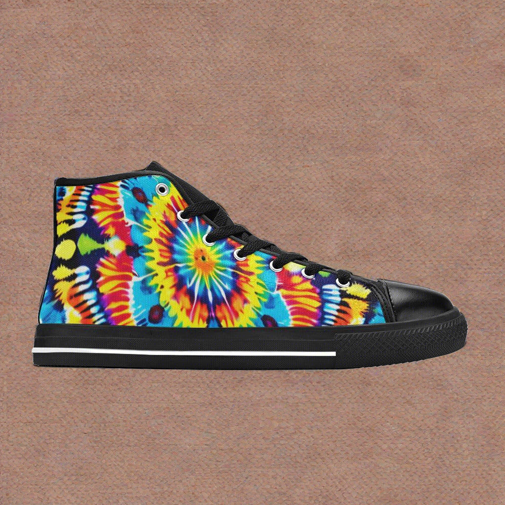 Butterfly Rainbow Navy Indigo Wearable WOMEN Bold Art - Freaky Shoes | Custom Art Sneakers