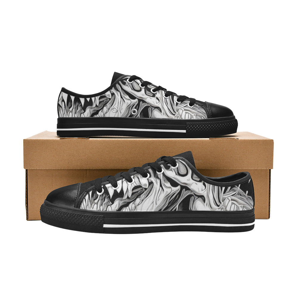 WOMEN'S Cc Demons Grey Canvas Aesthetic Custom Sneakers