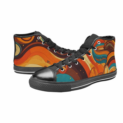 MEN'S Groovy 70S Peace High Top Canvas Neon Fantasy Custom Sneakers