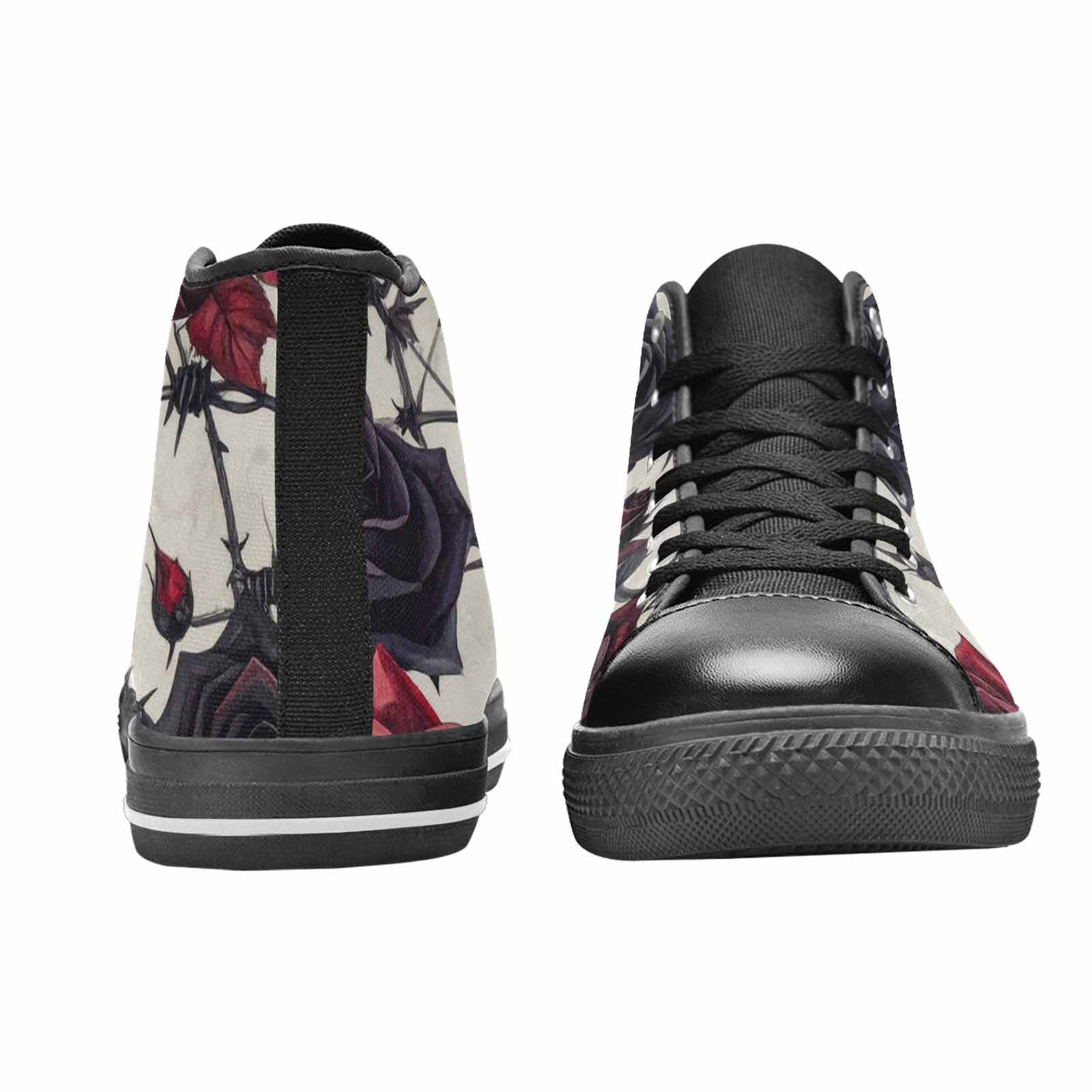 MEN'S Black Gothic Rose High Top Canvas Vibrant Chaos Custom Sneakers