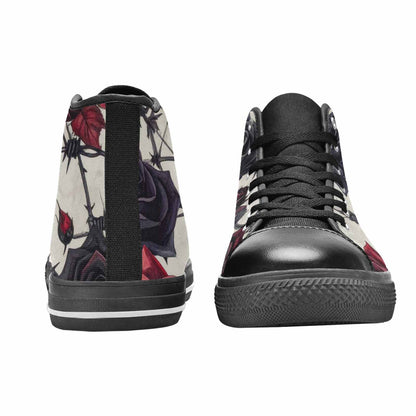 MEN'S Black Gothic Rose High Top Canvas Vibrant Chaos Custom Sneakers