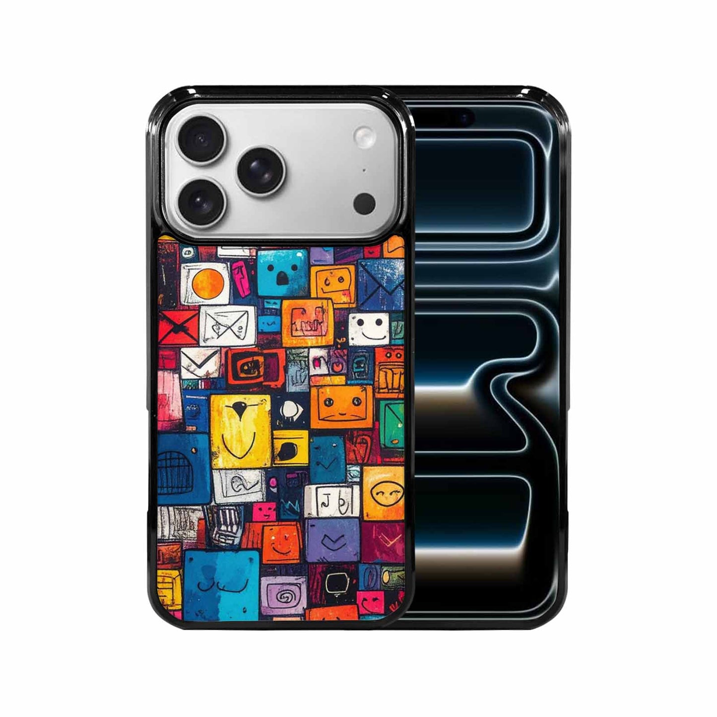 iPhone 17 Pro Max Case — Hand Drawn Icon Doodle Original Art, Custom Printed Phone Case