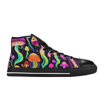 MEN'S Jellyfish Vibrant Mushroom Art High Top Canvas Grunge Sneakers