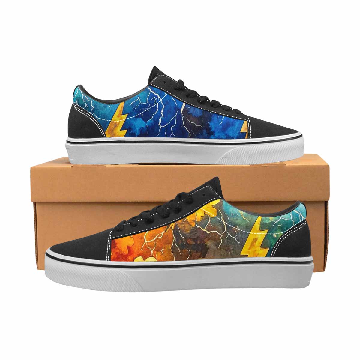 WOMEN'S Lightning Bolt Canvas Lace-Up Wallpaper Art Custom Sneakers