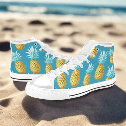 Cherry Blossom White Gold Vivid WOMEN Bold Art - Freaky Shoes | Custom Art Sneakers
