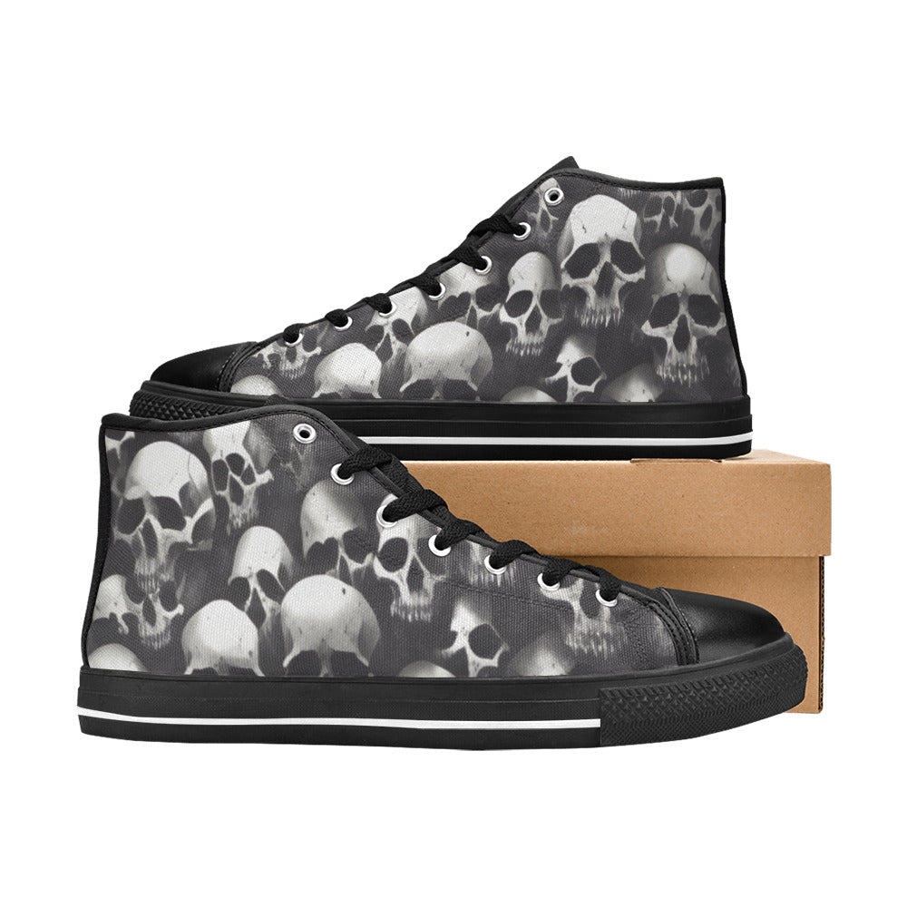 WOMEN'S Cc Skull Art High Top Canvas Cottagecore Custom Sneakers