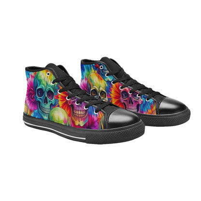 MEN'S Tie Dye Skulls Print High Top Canvas Vivid Custom Shoes