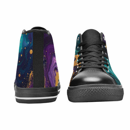 MEN'S Marble Galaxy Swirl High Top Canvas Vibrant Chaos Custom Shoes