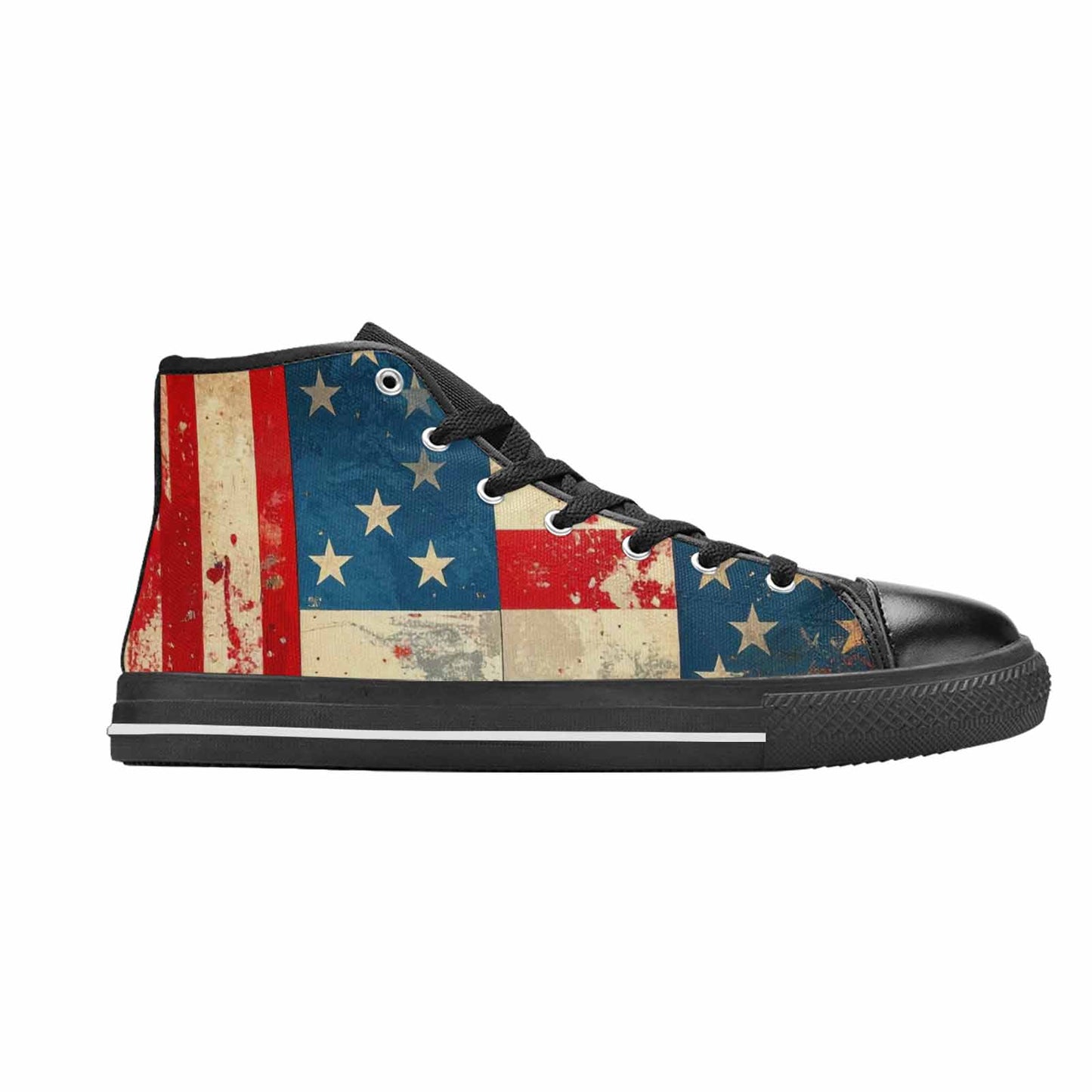 MEN'S American Flag Stars High Top Canvas Y2K Custom Shoes