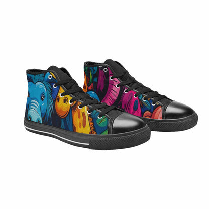 WOMEN'S Cartoon Animal Characters High Top Canvas Wallpaper Art Custom Sneakers