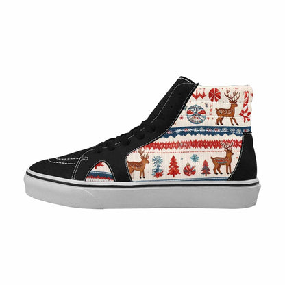 MEN'S Christmas Holly Snowflake High Top Canvas Grunge Sneakers