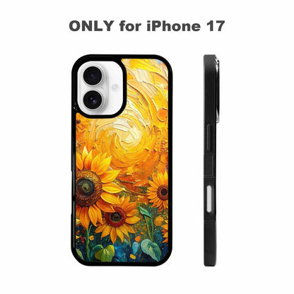 iPhone 17 Case — Impressionist Sunflower Brushstroke Pattern Floral, Custom Printed Phone Case