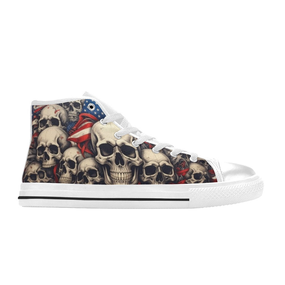 MEN'S Patriotic Skull Flag High Top Canvas Surreal Custom Shoes