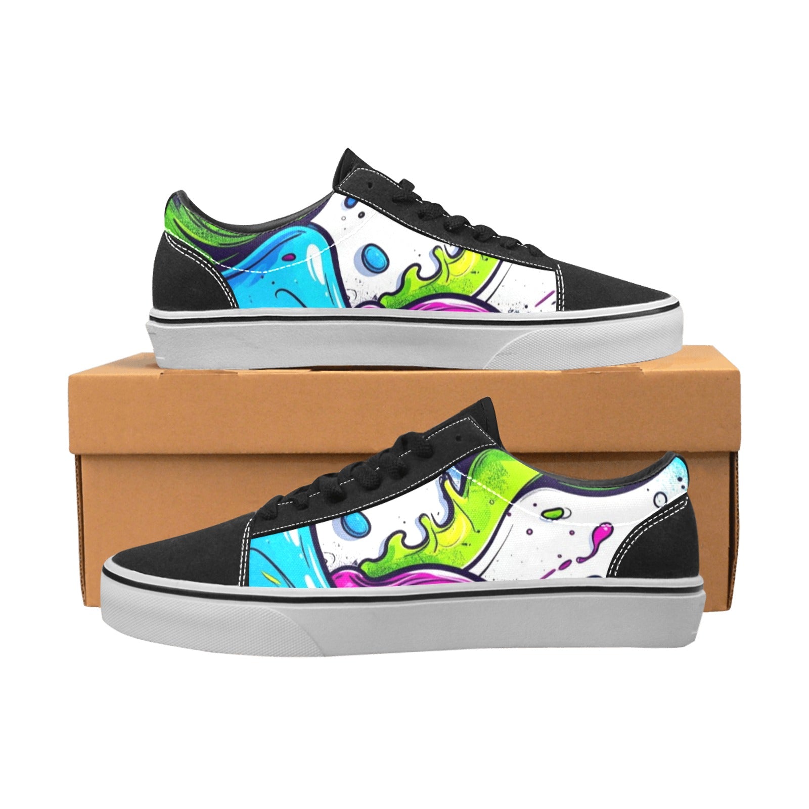 WOMEN'S Acid Wash Cartoon Art Low Top Skateboarding Y2K Sneakers