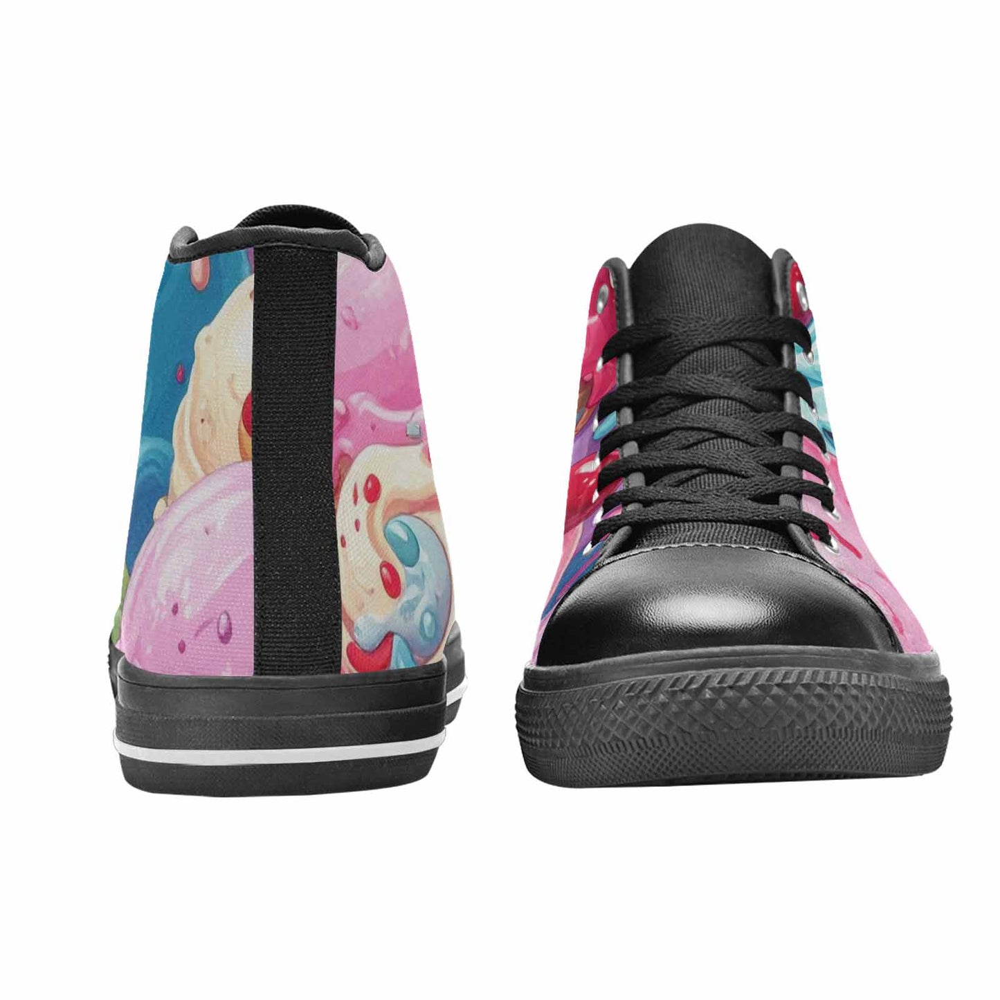 MEN'S Melting Icecream Monster Cherry High Top Canvas Grunge Custom Shoes