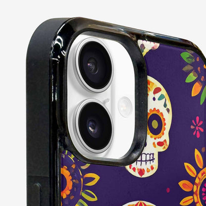 iPhone 16 Plus Case — Sunflowers Hundreds Of Skulls Art Seamless, Unique Phone Case Design