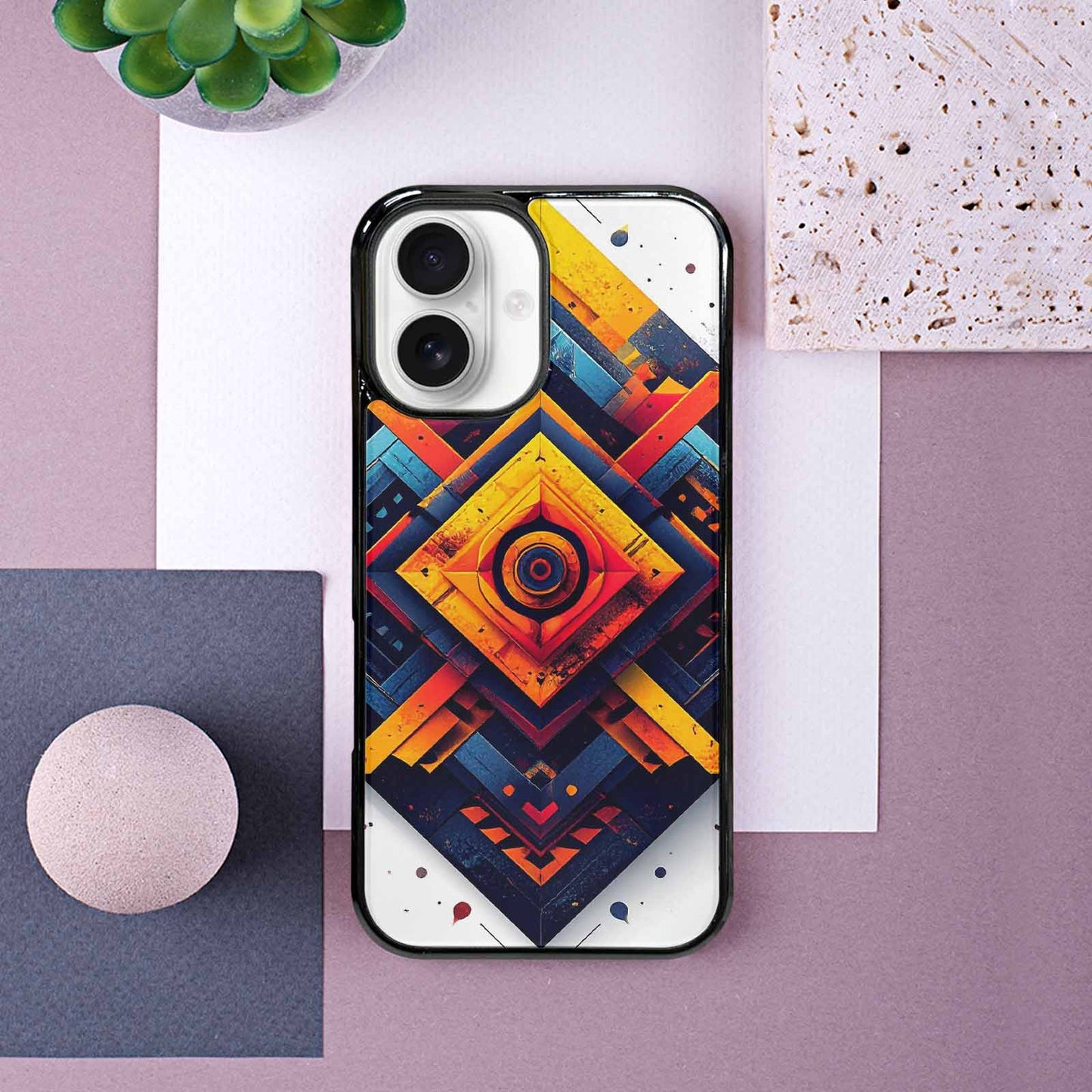 iPhone 16 Case — Urban Tribal Tessellation, Custom Printed Phone Case