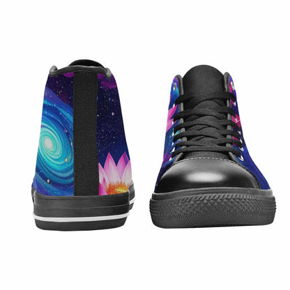 WOMEN'S Lotus Galaxy High Top Canvas Cottagecore Custom Sneakers
