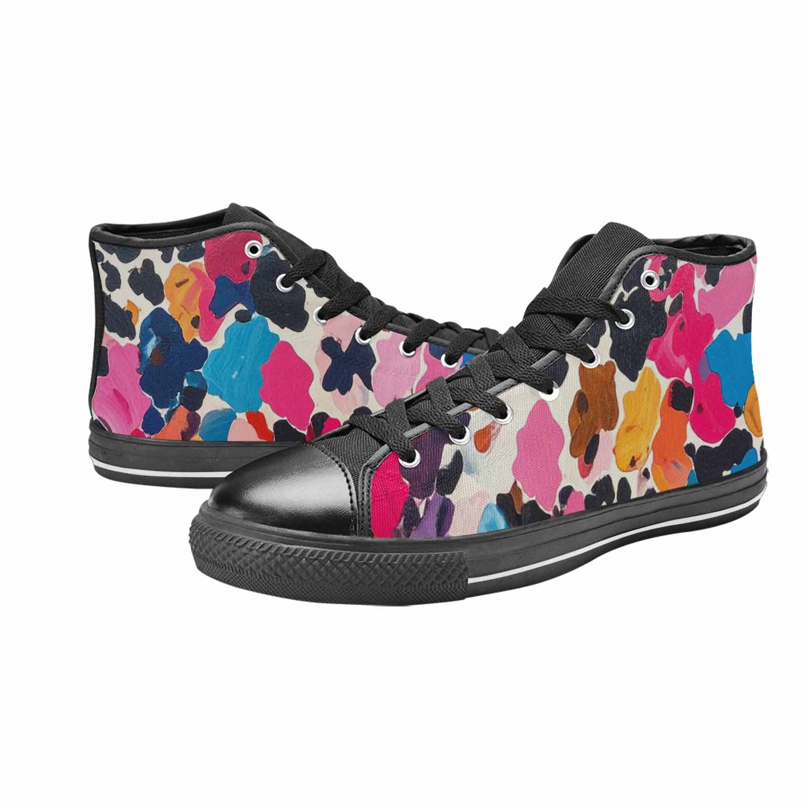 MEN'S Cow Animal Print High Top Canvas Surreal Custom Sneakers