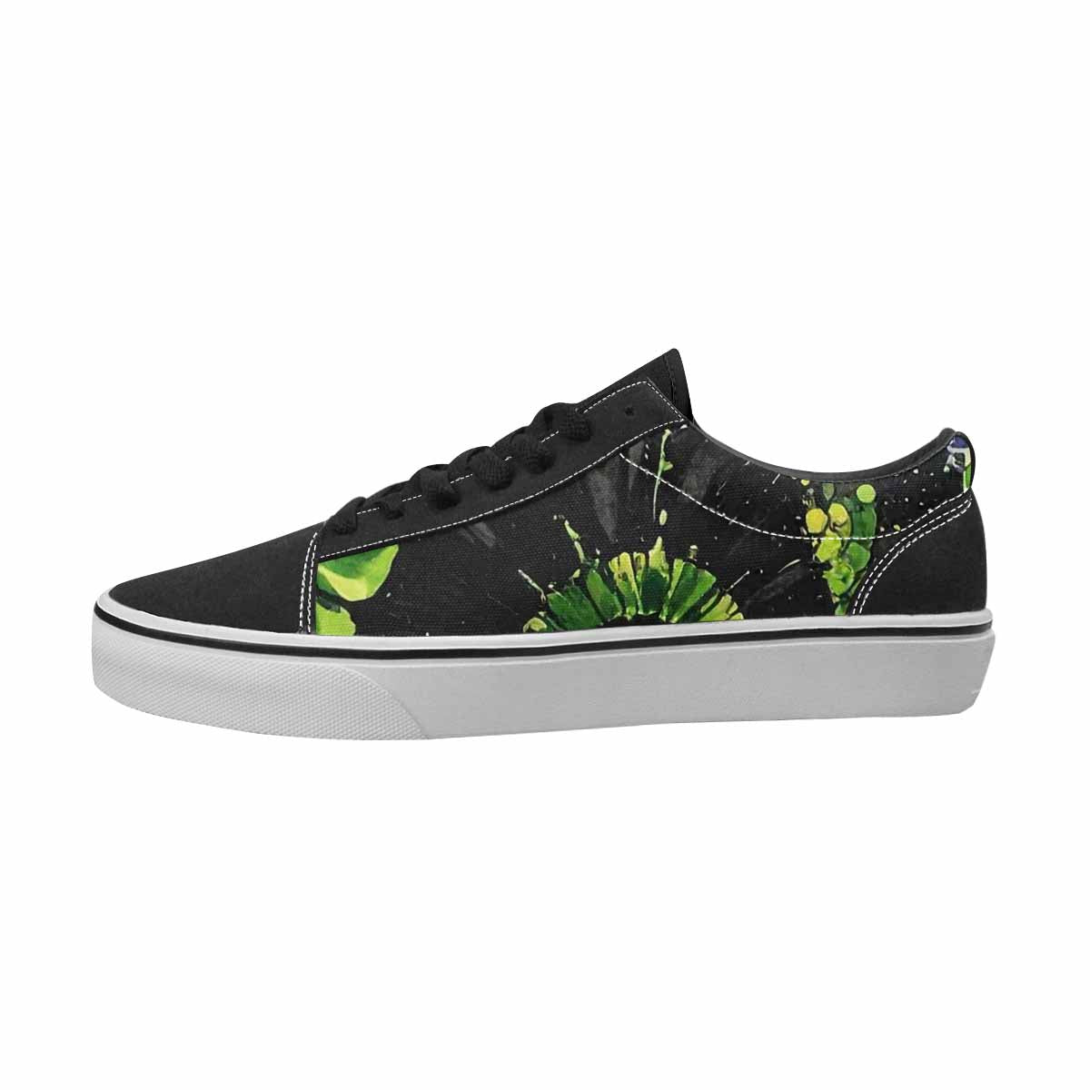 WOMEN'S Tie Dye Black & Green Ink Canvas Statement Vibrant Chaos Custom Printed Shoes