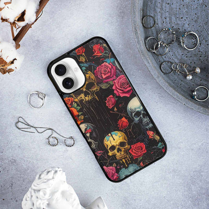iPhone 16 Plus Case — Skulls And Rosesmelting Skulls A Dsq, Custom Art Phone Cover