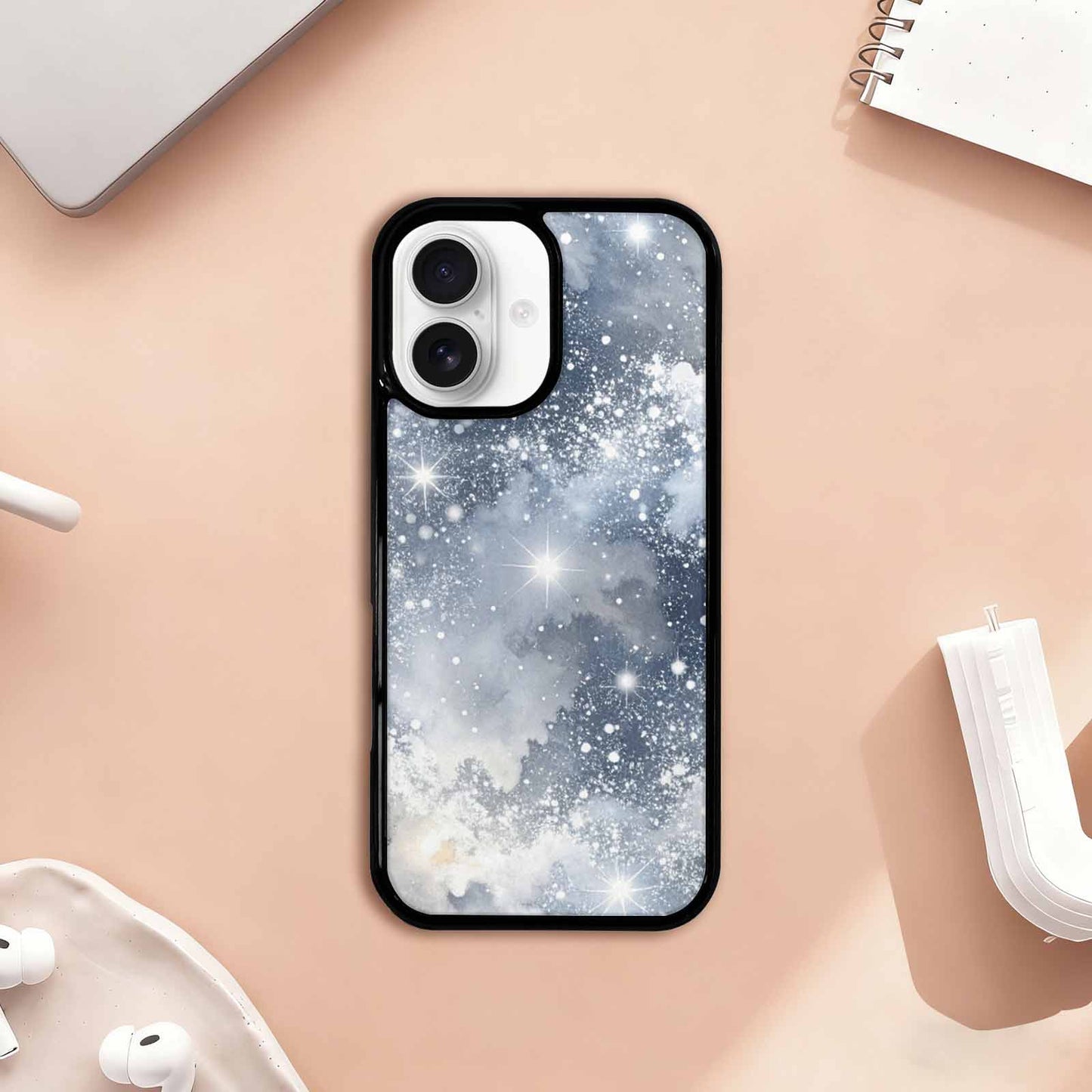 iPhone 17 Case — Galaxy Art Silver White Galaxy Space, Customized Protective Case