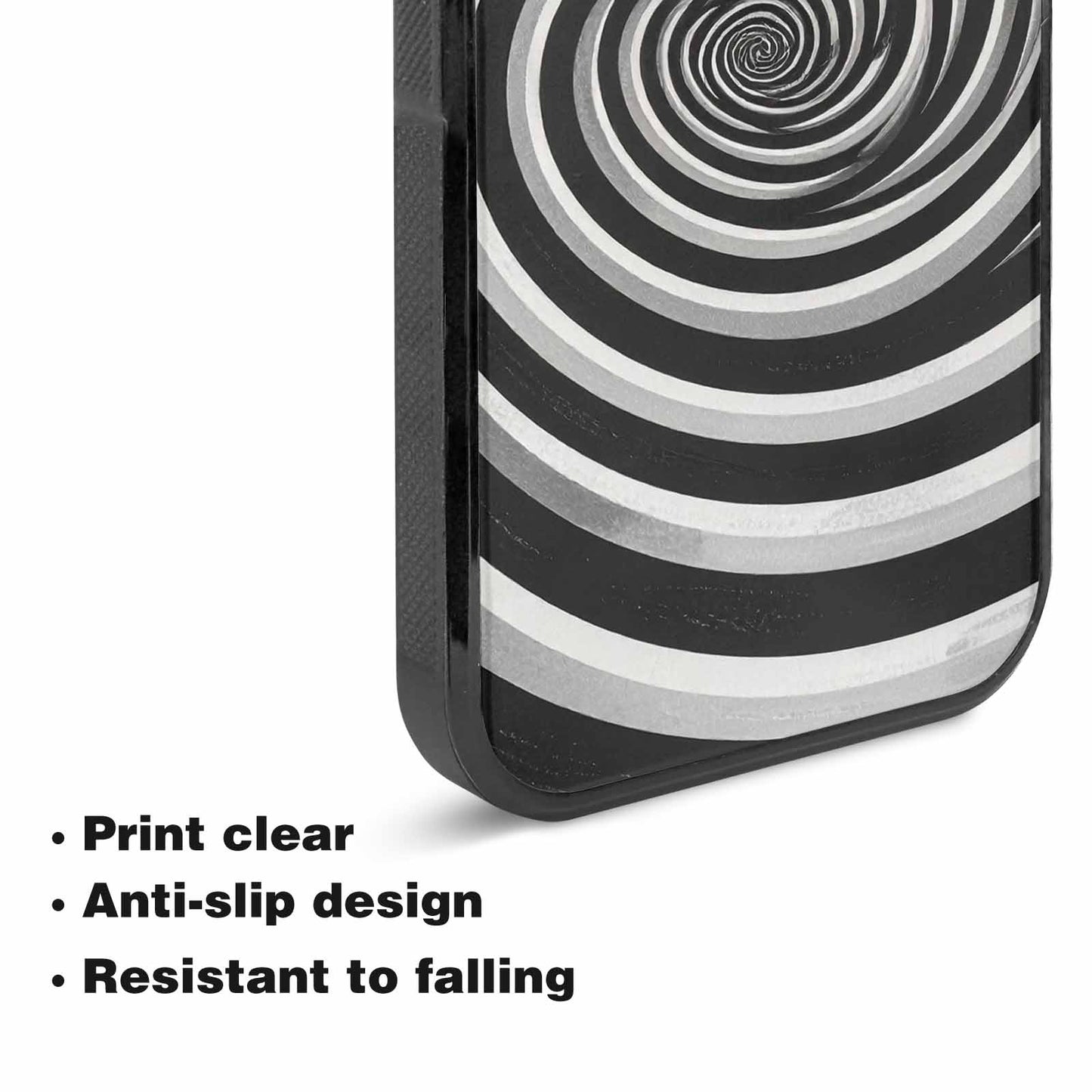 iPhone 15 Plus Case — Hypnotic Spiral Optical Illusion Motif High, Personalized Phone Case