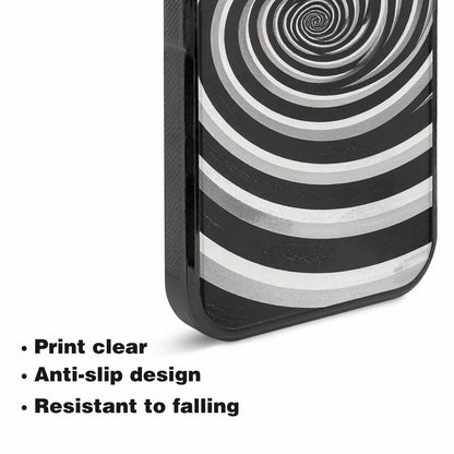 iPhone 15 Plus Case — Hypnotic Spiral Optical Illusion Motif High, Personalized Phone Case