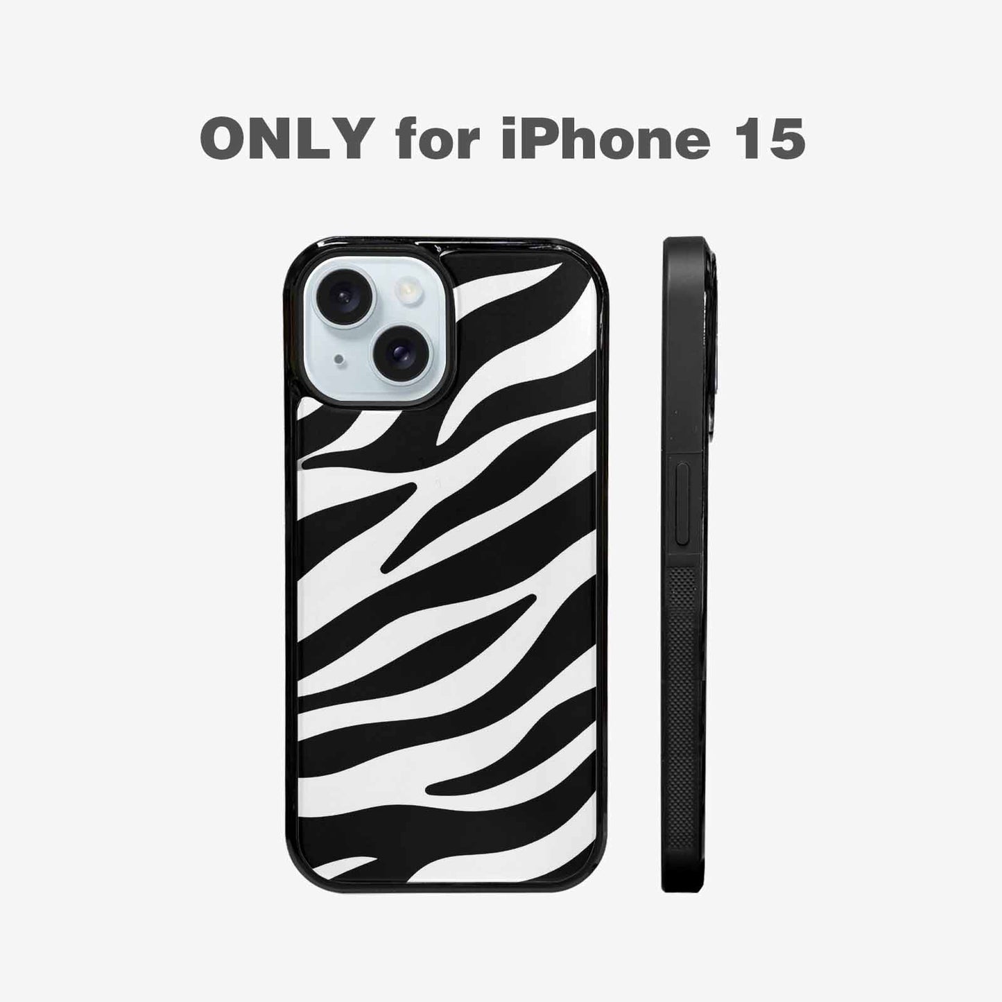 iPhone 15 Case — Zebra Print Black White Custom, Custom Print Case Cover