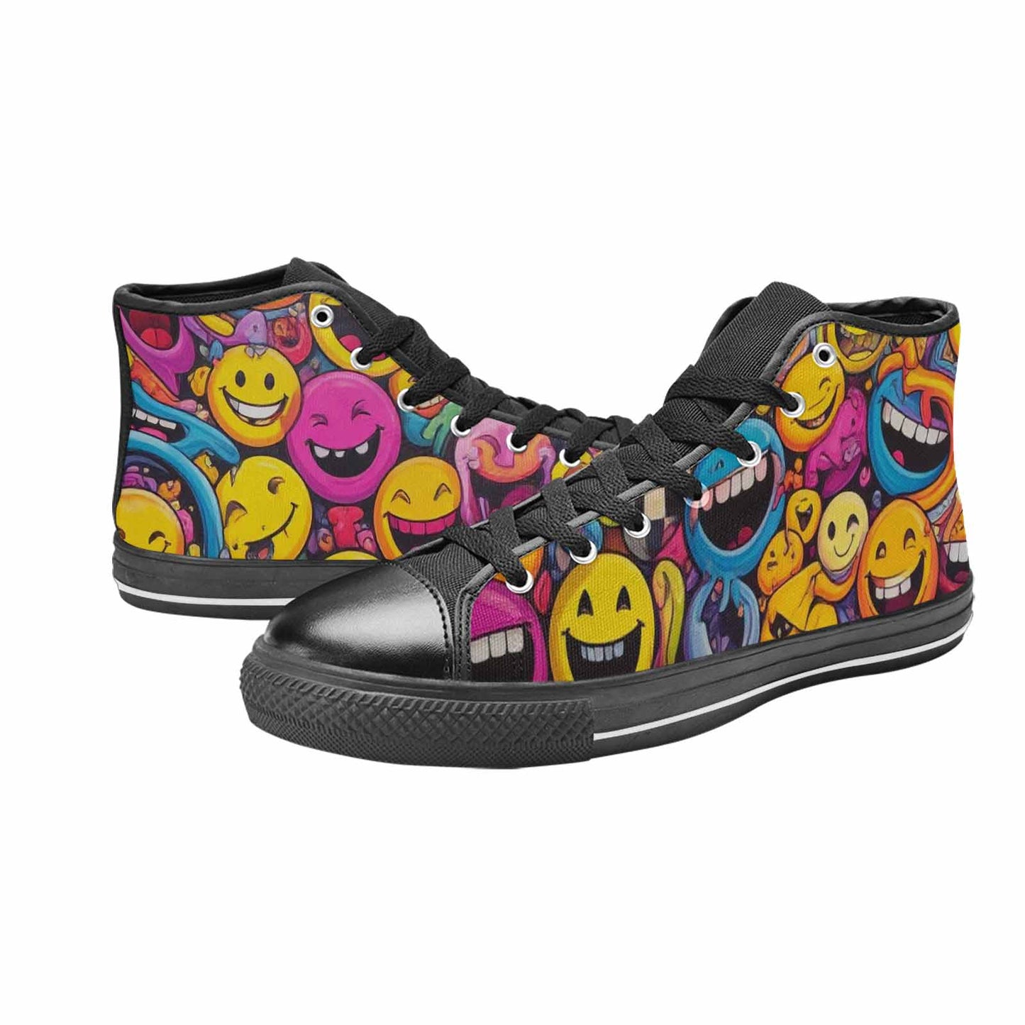 WOMEN'S Yellow Smiley Face High Top Canvas Y2K Shoes