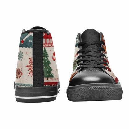 WOMEN'S Christmas Holly Snowflake High Top Canvas Surreal Sneakers