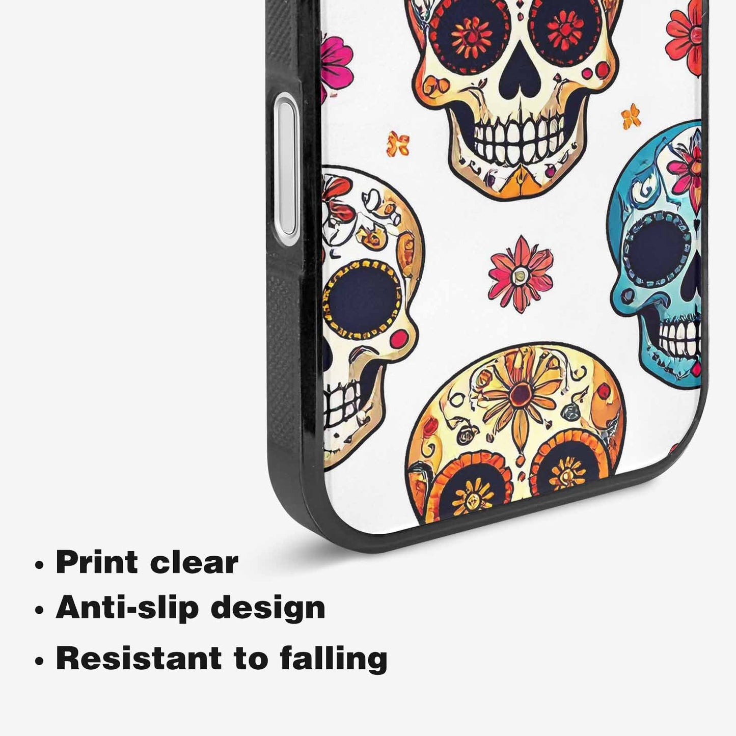 iPhone 16 Plus Case — Vibrant Skull Seamless, Custom Printed Phone Case