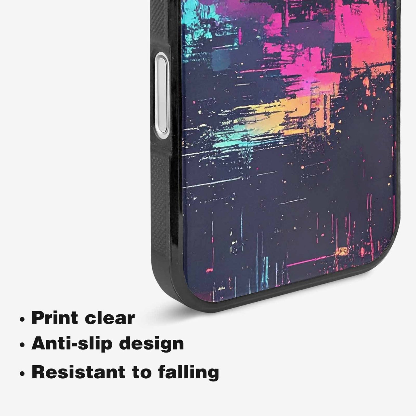 iPhone 16 Case — Glitch Dark Art Seamless Pattern Vibrant, Custom Printed Phone Case