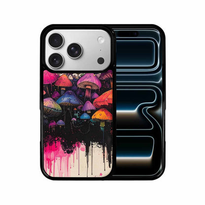 iPhone 17 Pro Case — Rainbow Drip Mushrooms Black Pink Original, Unique Phone Case Design