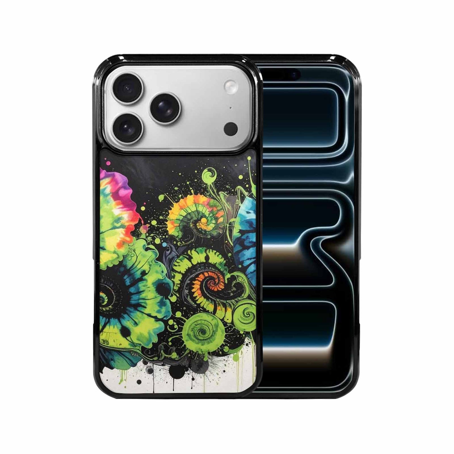 iPhone 17 Pro Max Case — Black &amp; Green Ink Tie Dye, Original Design Phone Case
