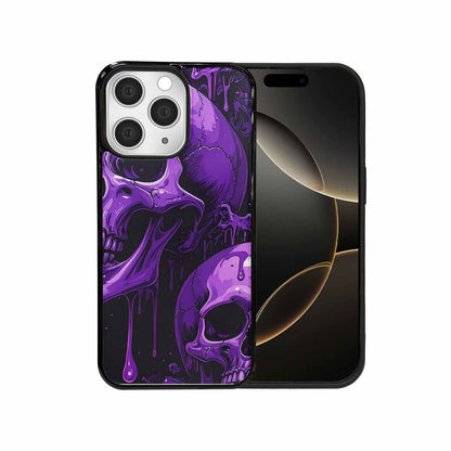 iPhone 15 Pro Max Case — Monochrome Purple Skeletons Neon Drip Melting, Custom Art Phone Cover