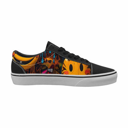 WOMEN'S Smiley Faces Lace-Up Canvas Vibrant Chaos Custom Sneakers
