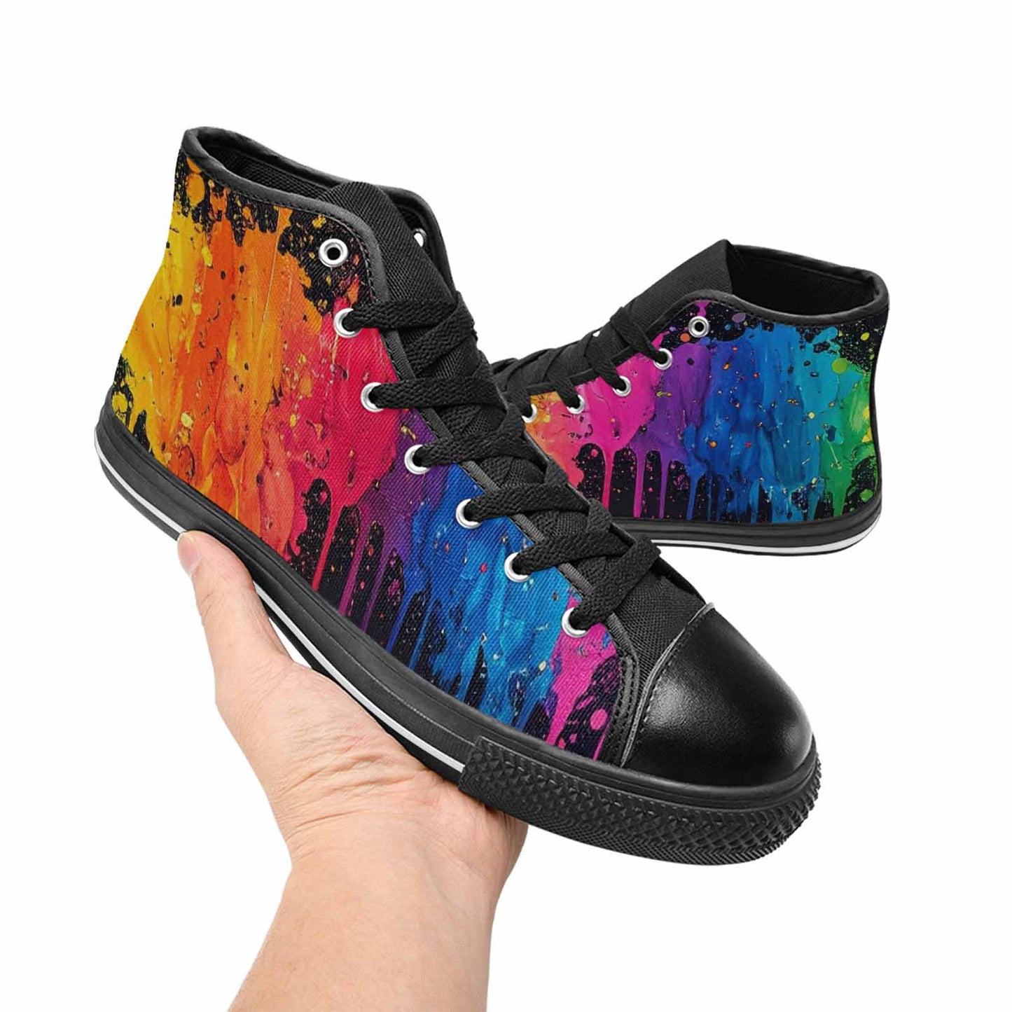 MEN'S Paint Splatter High Top Canvas Cottagecore Custom Shoes