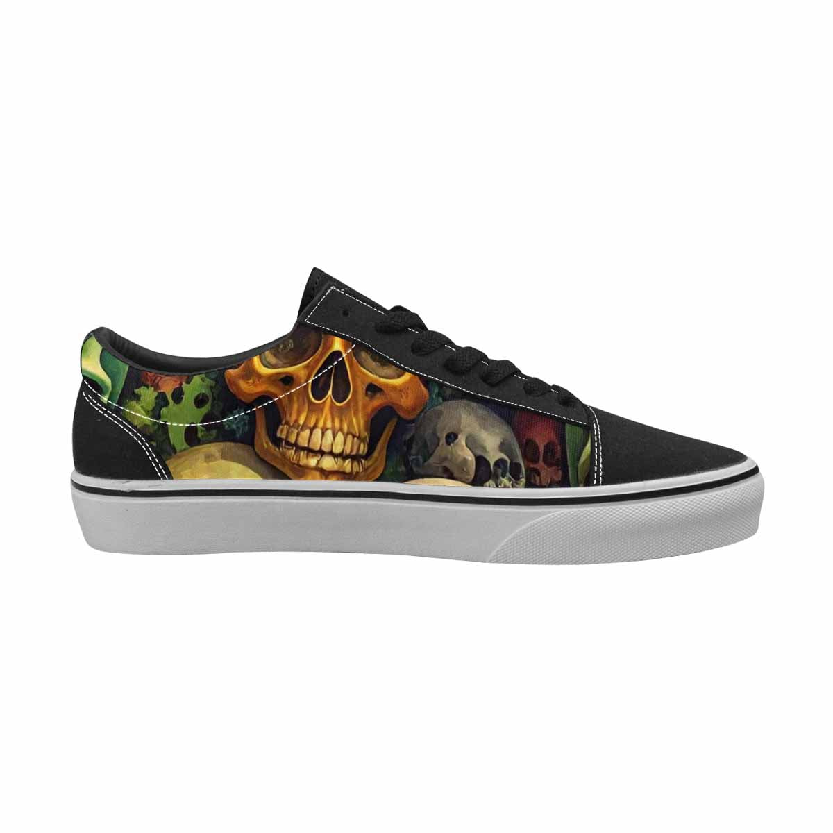 WOMEN'S Skulls  Camo Skulls Lace-Up Canvas Vibrant Chaos Custom Sneakers